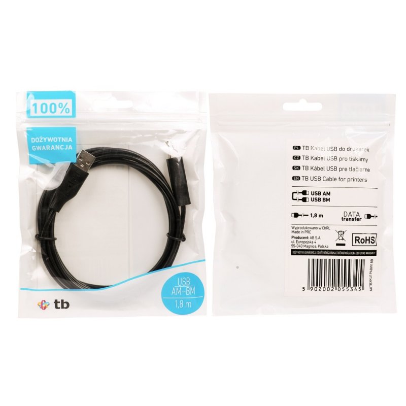 TB Touch USB AM-BM cable 1.8 black - obrázek č. 2