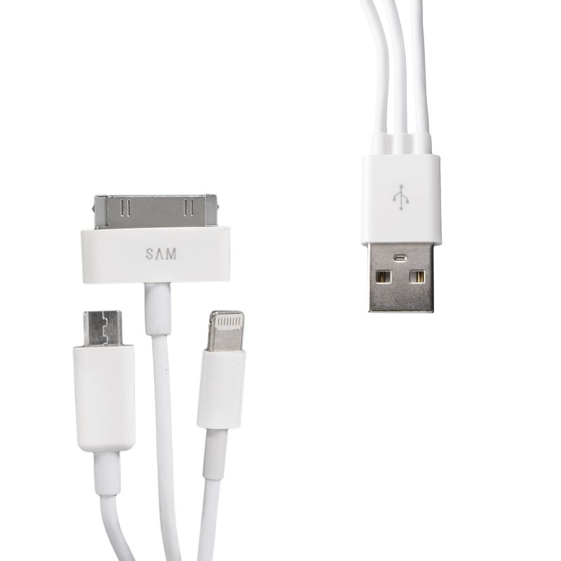 WE Datový kabel micro USB/ iPhone4/ 5 20cm bílý - obrázek č. 2