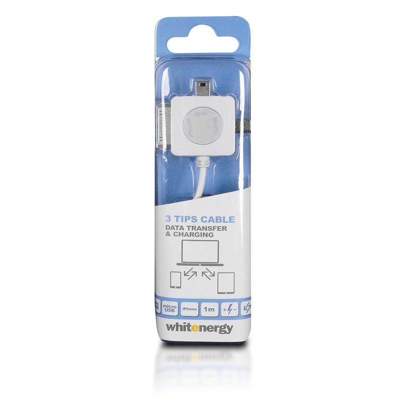 WE Datový kabel micro/ mini USB/ iPhone4 100cm bílý - obrázek č. 1