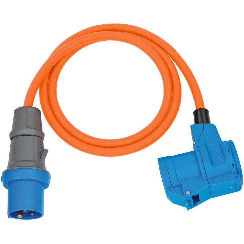 CEE Adapter Cable Camping 1,5m kabel v oranžové barvě (CEE zástrčka a úhlová spojka vč. bezpečnostní kontaktní kombinovaná zásuv - obrázek produktu