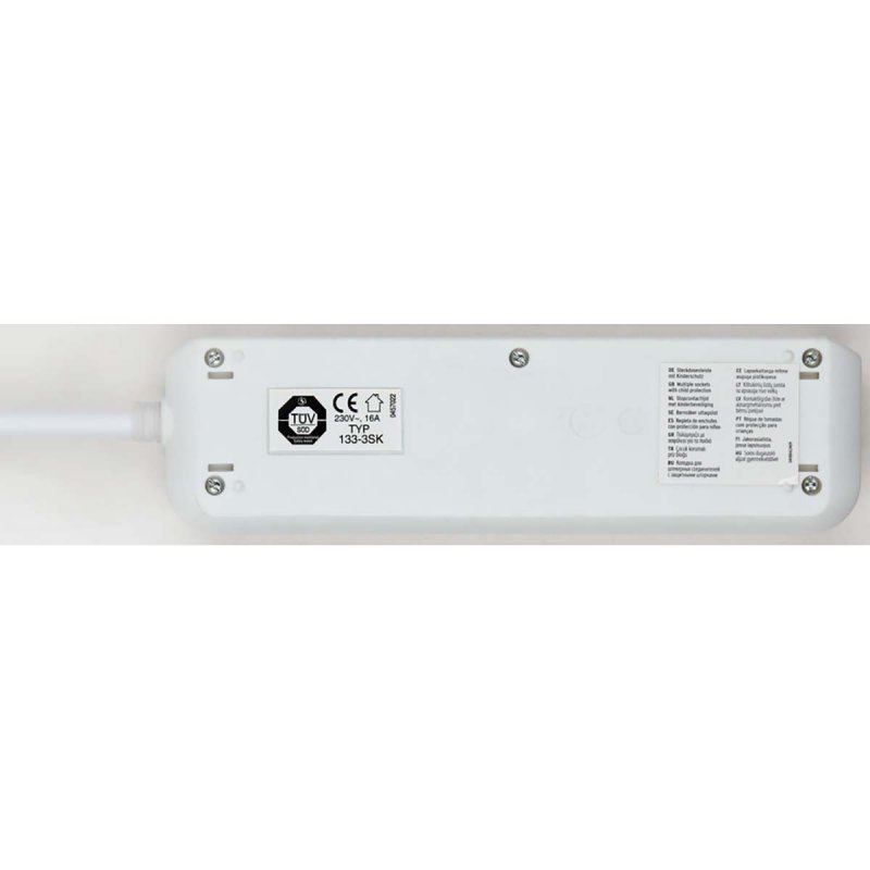Eco-Line 3cestný napájecí proužek (zásuvkový blok s vyšší ochranou proti dotyku, spínač, 1,50 m kabel) Bílá TYPE F 1152320015 - obrázek č. 1