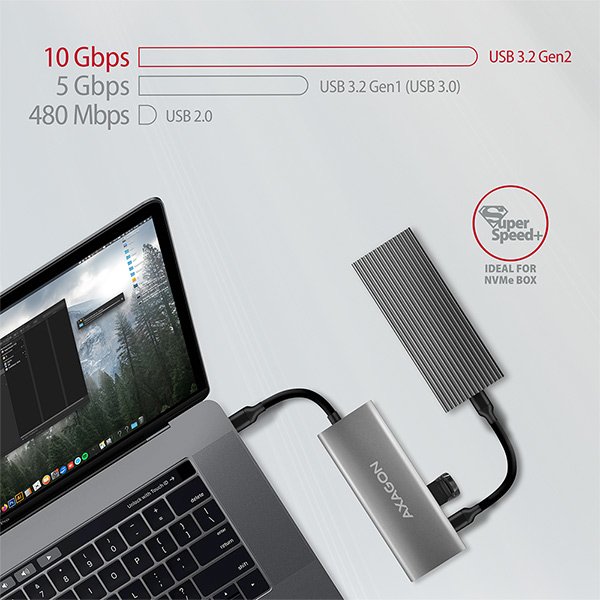 AXAGON HMC-5G2, USB 3.2 Gen 2 10 Gb/ s hub, porty 2x USB-A, 2x USB-C, HDMI, PD 60W, kabel USB-C 13cm - obrázek č. 3
