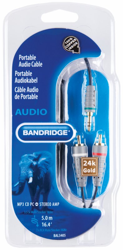 Stereo Audio Kabel 3.5mm Zástrčka - 2x CINCH Zástrčka 5.00 m Modrá - obrázek č. 3