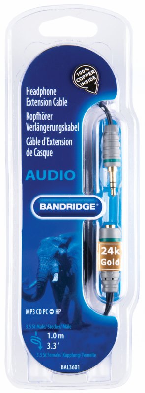 Stereo Audio Prodlužovací Kabel 3.5mm Zástrčka - 3.5mm Zásuvka 1.00 m Modrá - obrázek č. 5