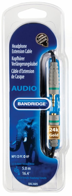 Stereo Audio Prodlužovací Kabel 3.5mm Zástrčka - 3.5mm Zásuvka 5.00 m Modrá - obrázek č. 4