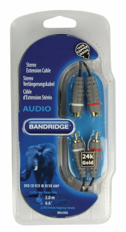 Stereo Audio Prodlužovací Kabel 2x CINCH Zástrčka - 2x CINCH Zásuvka 2.00 m Modrá - obrázek č. 3