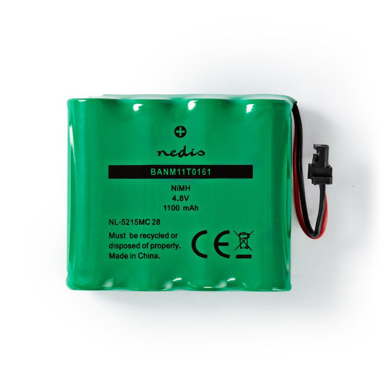 Dobíjecí Ni-MH baterie | 4.8 V DC | Dobíjecí | 1100 mAh | Přednabité | 1-Polybag | N/A | 2fázový Telefonní Konektor | Zelená - obrázek produktu