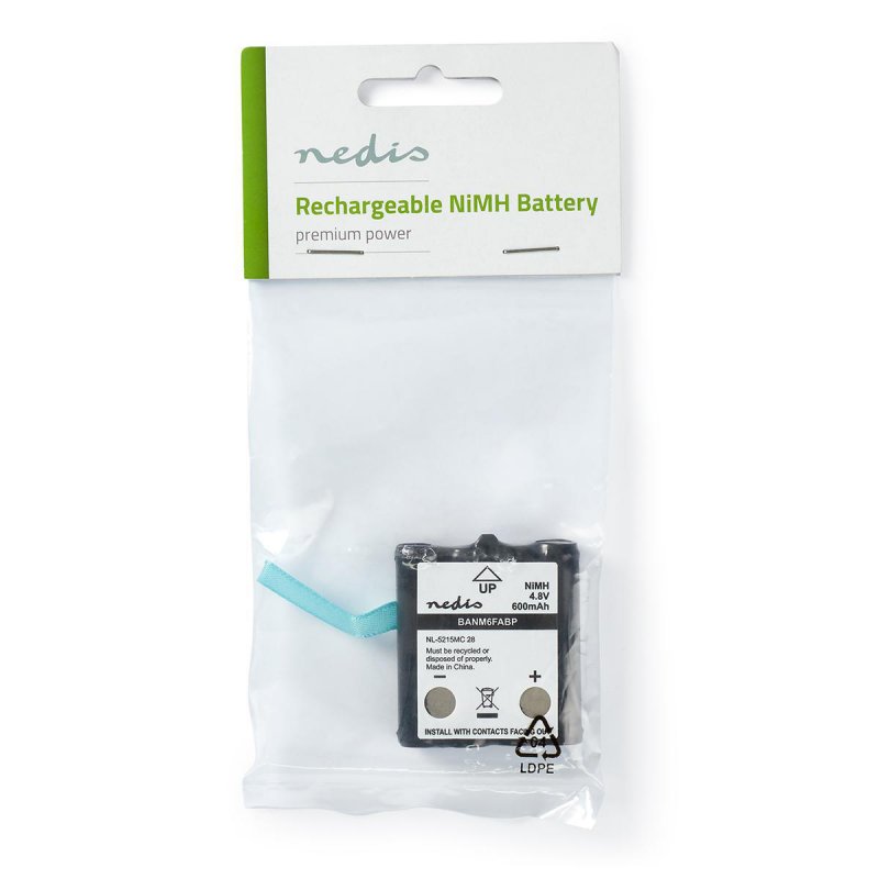Dobíjecí Ni-MH baterie | 4.8 V DC | Dobíjecí | 600 mAh | Přednabité | 1-Polybag | N/A | Kontakt k Nacvaknutí | Zelená - obrázek č. 1