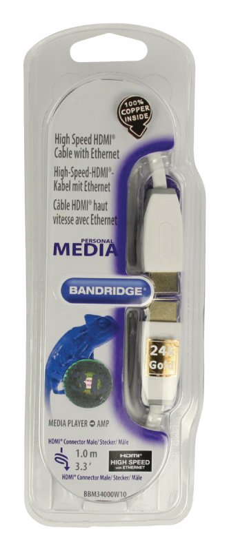 High Speed HDMI Kabel s Ethernetem HDMI Konektor - HDMI Konektor 1.00 m Bílá - obrázek č. 4