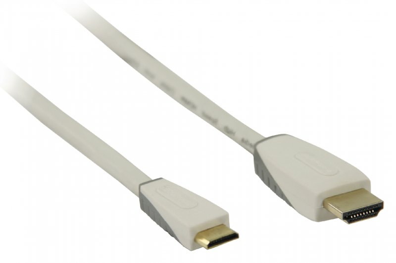 High Speed HDMI Kabel s Ethernetem HDMI Konektor - HDMI Mini Konektor 2.00 m Bílá - obrázek č. 3