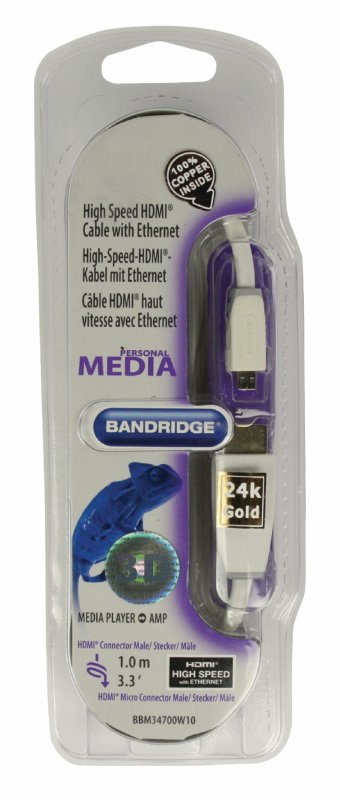 High Speed HDMI Kabel s Ethernetem HDMI Konektor - HDMI Micro Konektor 1.00 m Bílá - obrázek č. 4