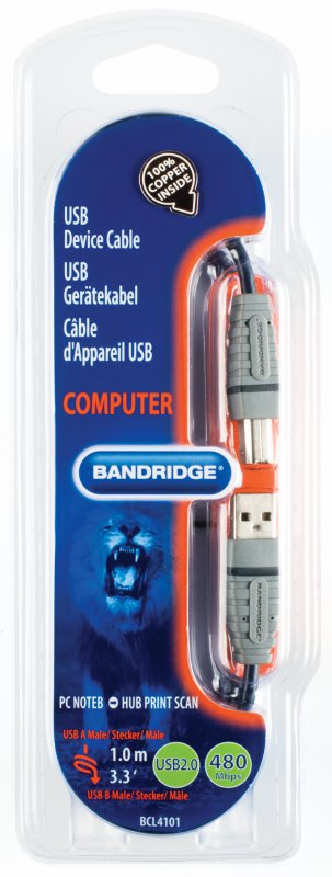 Kabel USB 2.0 USB A Zástrčka - USB-B Male Kulatý 1.00 m Modrá - obrázek č. 3
