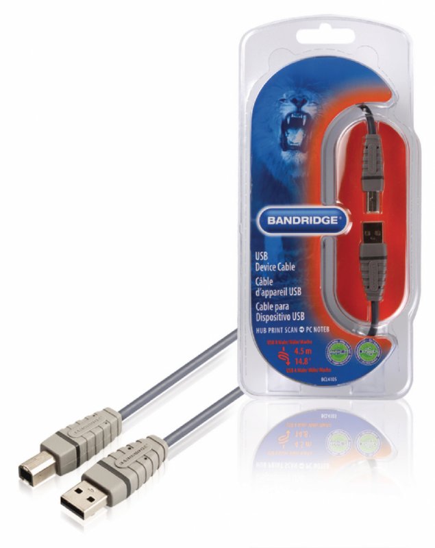 Kabel USB 2.0 USB A Zástrčka - USB-B Male Kulatý 4.50 m Modrá - obrázek produktu