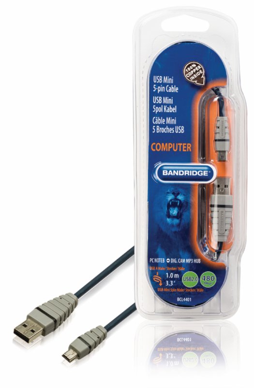Kabel USB 2.0 USB A Zástrčka - Mini B Zástrčka Kulatý 1.00 m Modrá - obrázek produktu