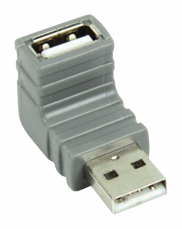 Adaptér USB 2.0 Úhlový 90° USB A Zástrčka - USB A Zásuvka Šedá - obrázek č. 3