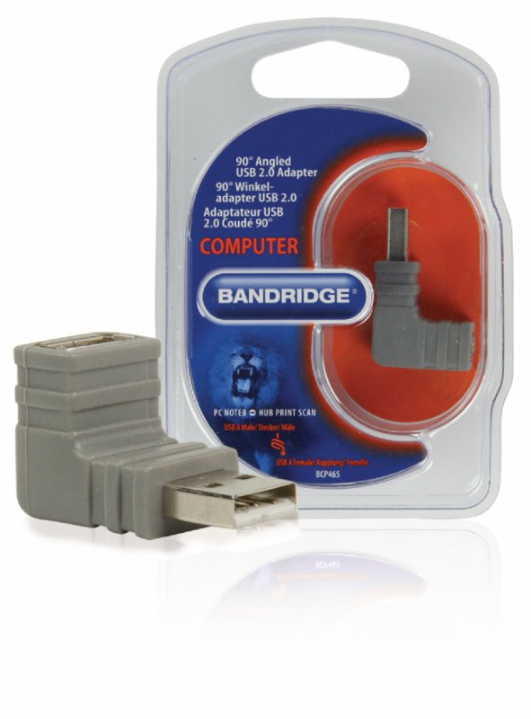 Adaptér USB 2.0 Úhlový 90° USB A Zástrčka - USB A Zásuvka Šedá - obrázek produktu