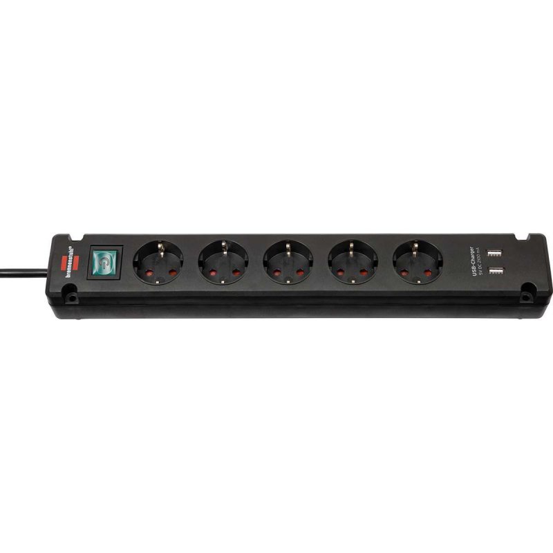 Bremounta 5-cestný prodlužovací kabel se 2 USB nabíjecími zásuvkami Black 3,00 m TYPE F BN-1150660315 - obrázek produktu