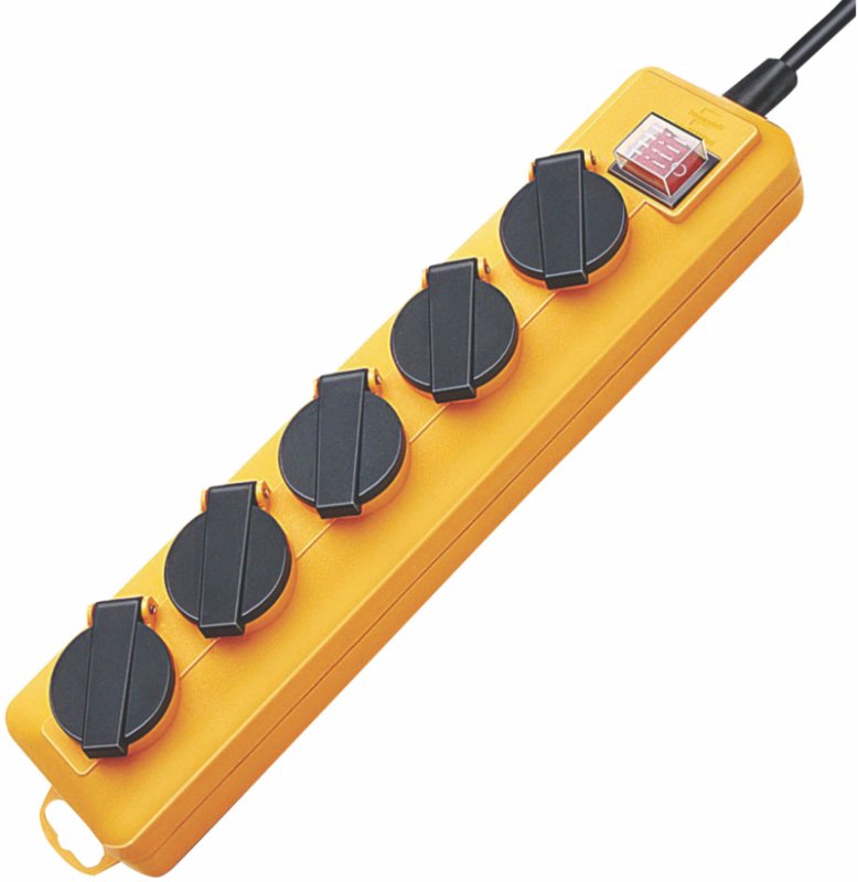 zásuvka prodloužení Super-Solid 5cestný 2.00 m Žlutá - Ochranný Kontakt TYPE F BN-1159900205 - obrázek produktu