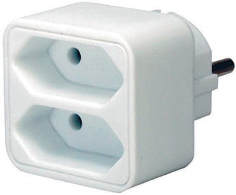 Vícenásobná zásuvka (zásuvkový adaptér 2-násobná Euro zásuvka se zvýšenou ochranou proti dotyku) bílá - obrázek produktu