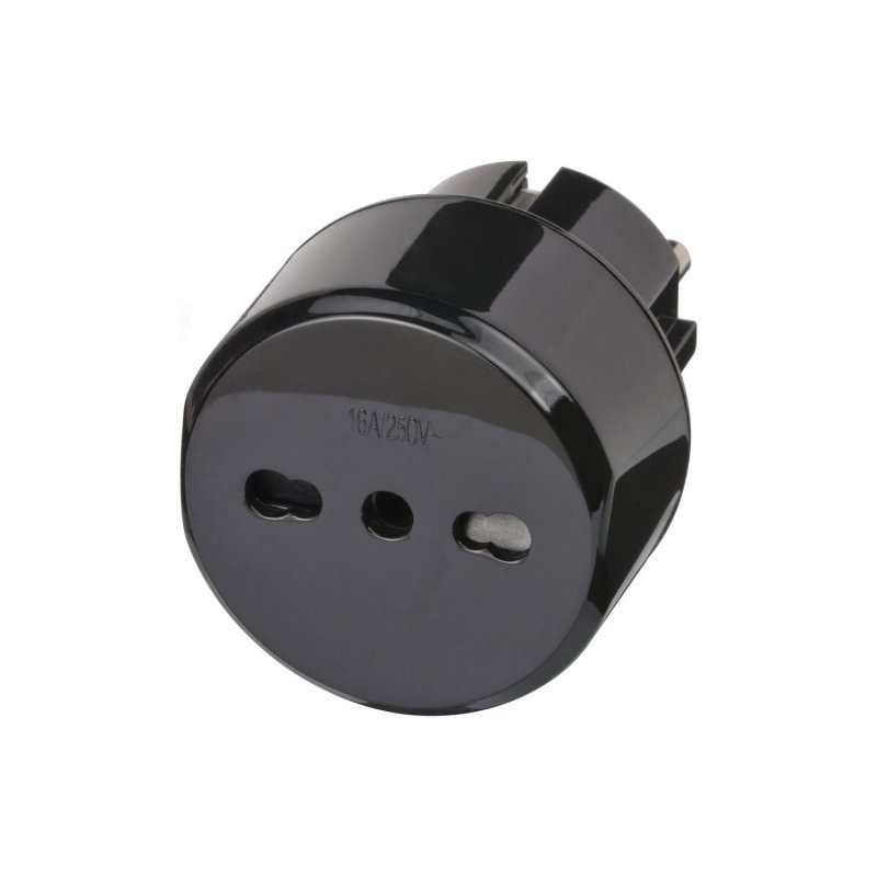 Cestovní zástrčka / cestovní adaptér (adaptér cestovní zásuvky pro: Euro zásuvku a italskou zástrčku) černý BN-1508590 - obrázek produktu