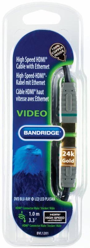 High Speed HDMI Kabel s Ethernetem HDMI Konektor - HDMI Konektor 1.00 m Modrá - obrázek č. 3