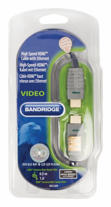 Plochý High Speed HDMI Kabel s Ethernetem HDMI Konektor - HDMI Konektor 0.50 m Modrá - obrázek č. 3