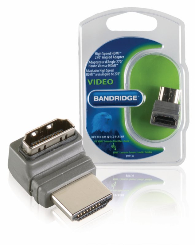Adaptérem High Speed HDMI s Ethernetem Úhlový 270° HDMI Konektor - HDMI Zásuvka Šedá BVP136 - obrázek produktu