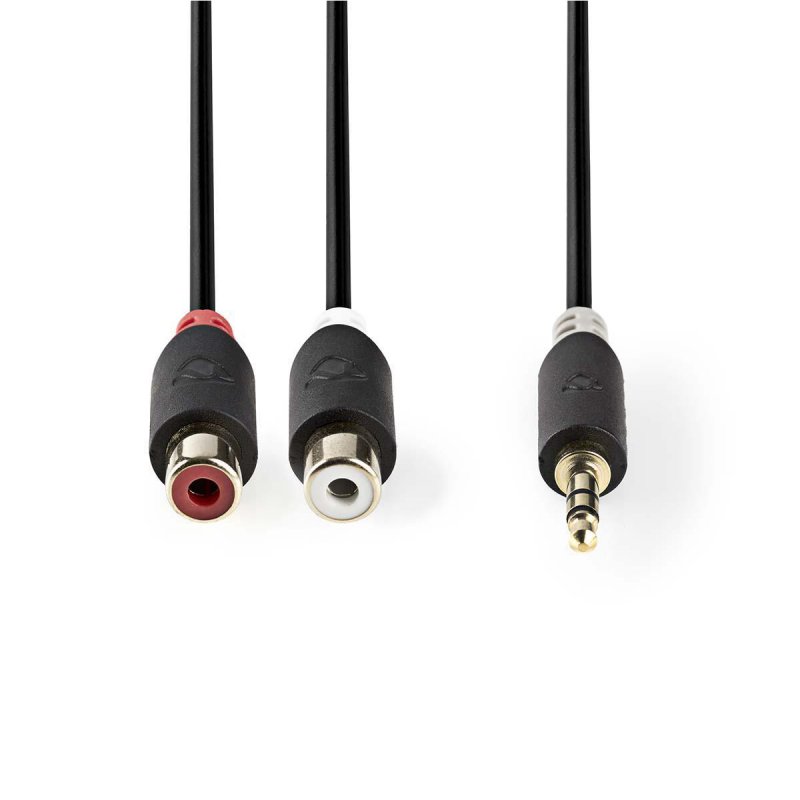 Stereo Audio Kabel | 3,5 mm Zástrčka | 2x RCA Zásuvka | Pozlacené | 0.20 m | Kulatý | Antracitová | Plastový Sáček - obrázek č. 1