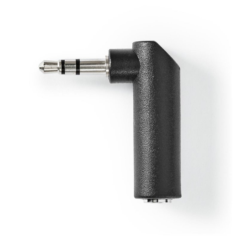 Stereo Audio Adaptér | 3,5 mm Zástrčka | 3,5 mm Zásuvka | Poniklované | Úhlový 90° | Kov | Černá | 1 kusů | Box - obrázek č. 2
