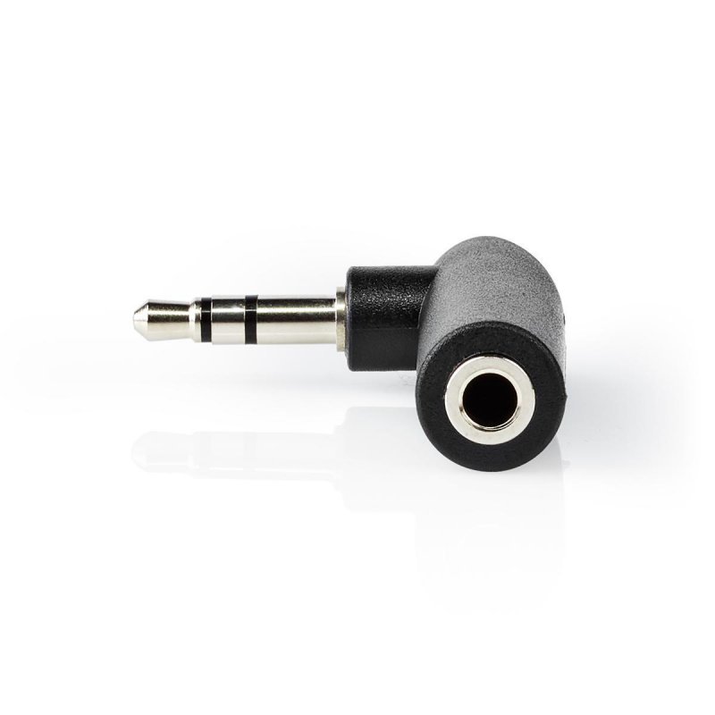 Stereo Audio Adaptér | 3,5 mm Zástrčka | 3,5 mm Zásuvka | Poniklované | Úhlový 90° | Kov | Černá | 1 kusů | Box - obrázek produktu