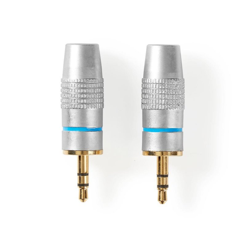 Audio konektor | Přímý | Zástrčka | Pozlacené | Průměr vstupního kabelu: 7.0 mm | Kov | Stříbrná | 2 kusů | Blistr - obrázek produktu