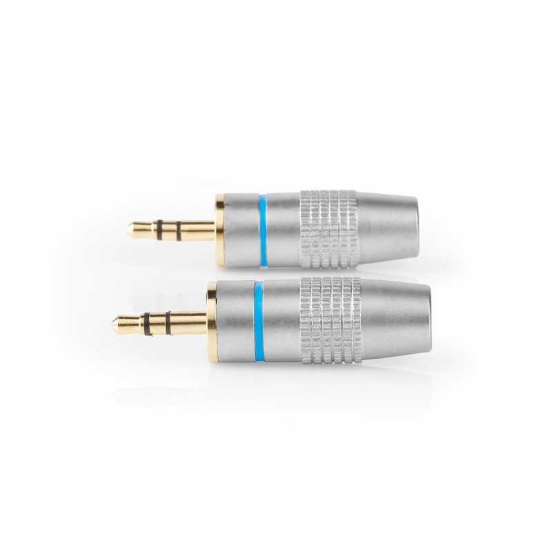 Audio konektor | Přímý | Zástrčka | Pozlacené | Průměr vstupního kabelu: 7.0 mm | Kov | Stříbrná | 2 kusů | Blistr - obrázek č. 2