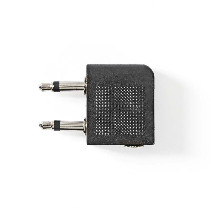 Stereo Audio Adaptér | 2× 3,5mm Zástrčka | 3,5 mm Zásuvka | Poniklované | Úhlový 90° | Kov | Černá | 10 kusů | Plastový Sáček - obrázek č. 2