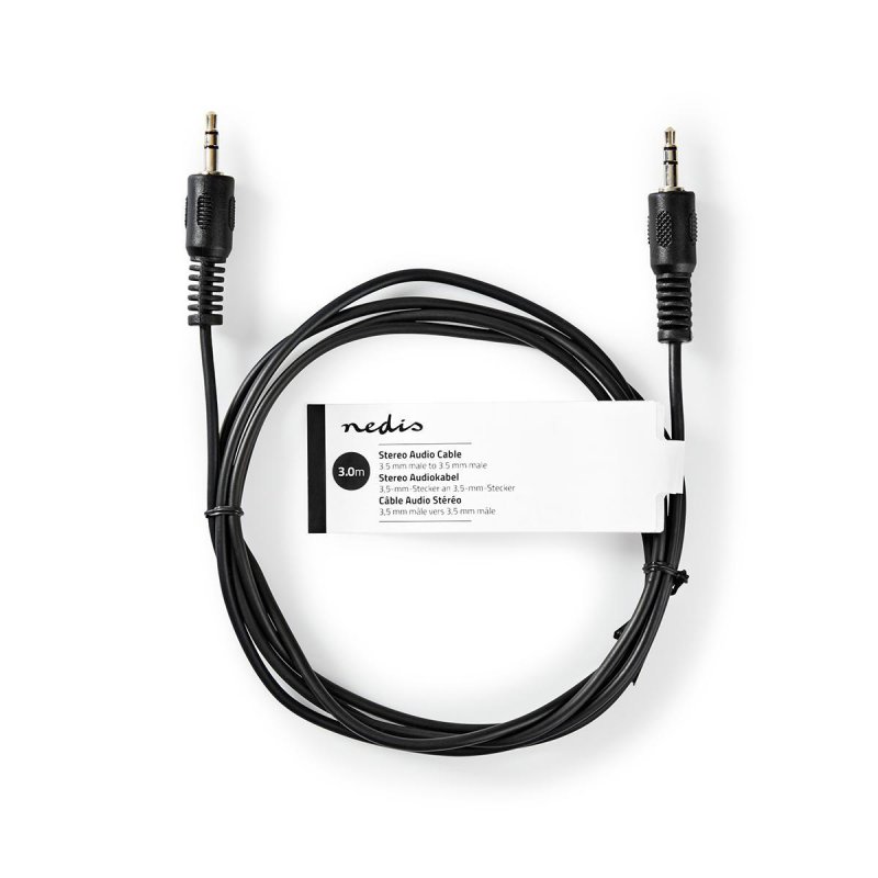 Stereo Audio Kabel | 3,5 mm Zástrčka | 3,5 mm Zástrčka | Poniklované | 3.00 m | Kulatý | Černá | Štítek - obrázek č. 2