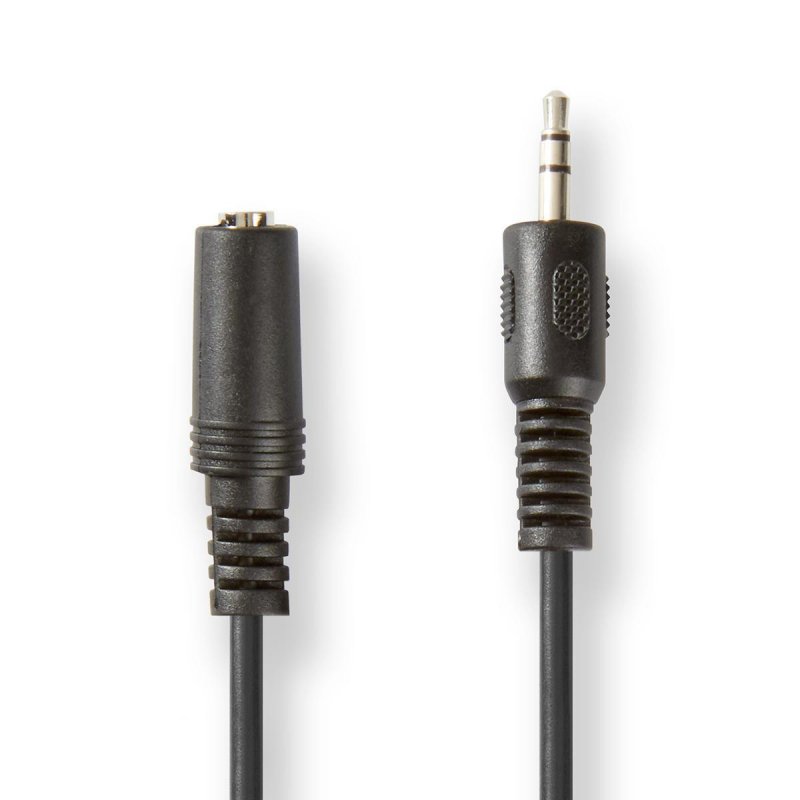 Stereo Audio Kabel | 3,5 mm Zástrčka | 3,5 mm Zásuvka | Poniklované | 2.00 m | Kulatý | Černá | Štítek - obrázek produktu