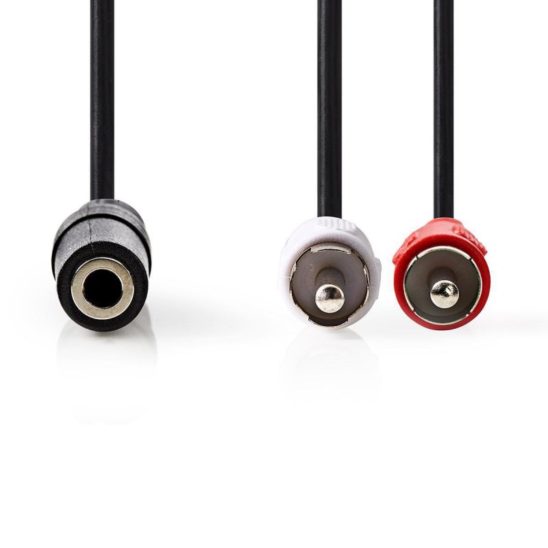 Stereo Audio Kabel | 3,5 mm Zásuvka | 2x RCA Zástrčka | Poniklované | 0.20 m | Kulatý | Černá | Štítek - obrázek č. 1