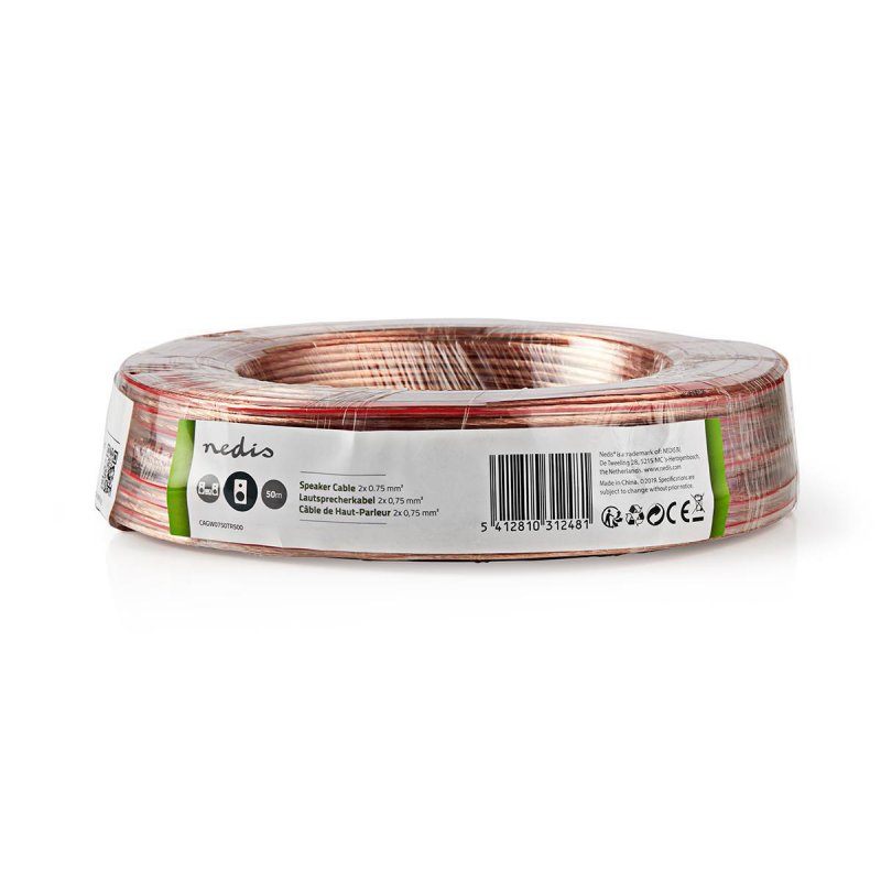 Repro kabel | 2x 0.75 mm² | CCA | 50.0 m | Kulatý | PVC | Transparentní | Zabaleno - obrázek č. 1