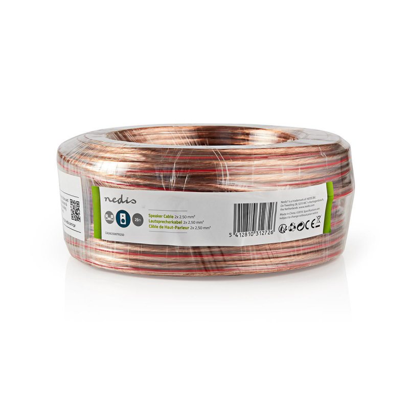 Repro kabel | 2x 2.50 mm² | CCA | 25.0 m | Kulatý | PVC | Transparentní | Zabaleno - obrázek č. 1