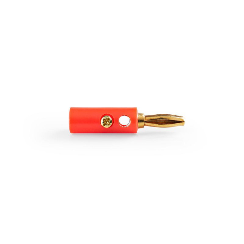 Banánkový Konektor | Přímý | Zástrčka | Pozlacené | Šroub | Průměr vstupního kabelu: 4.5 mm | PVC | Červená | 25 ks | Plastový S - obrázek produktu