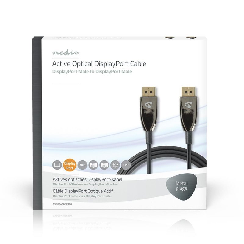 Active Optical DisplayPort kabel | DisplayPort 1.4 | DisplayPort Zástrčka | DisplayPort Zástrčka | 32.4 Gbps | 10.0 m | Kulatý | - obrázek č. 3