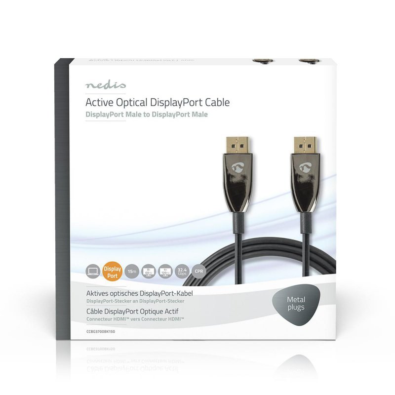 Active Optical DisplayPort kabel | DisplayPort 1.4 | DisplayPort Zástrčka | DisplayPort Zástrčka | 32.4 Gbps | 15.0 m | Kulatý | - obrázek č. 3