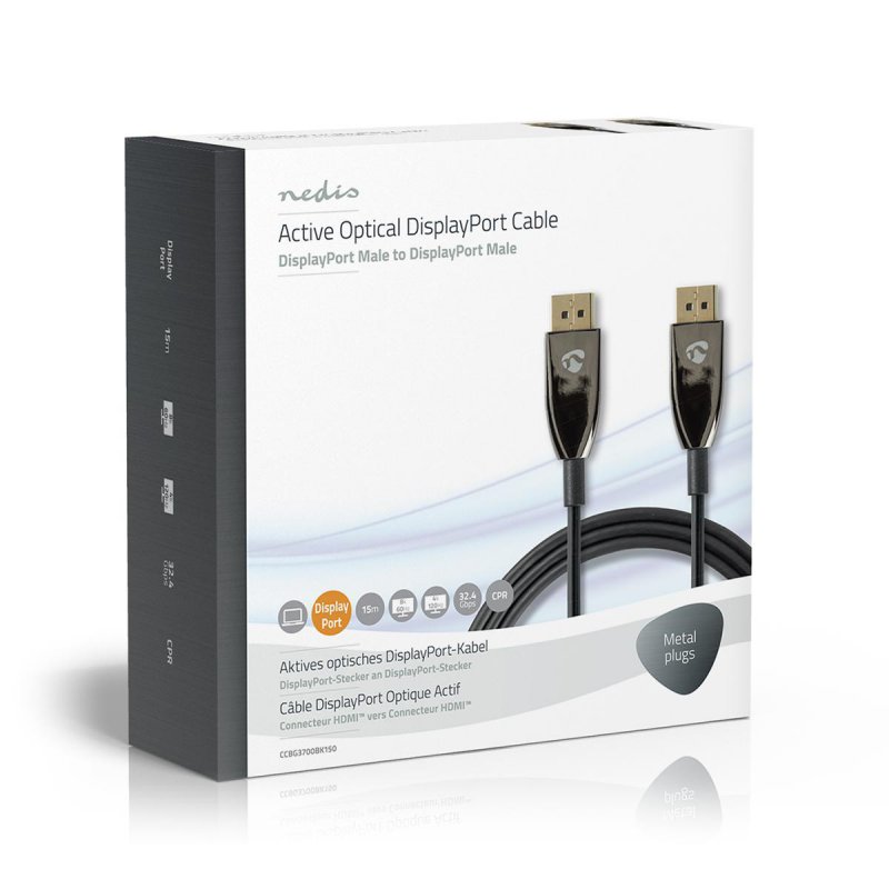 Active Optical DisplayPort kabel | DisplayPort 1.4 | DisplayPort Zástrčka | DisplayPort Zástrčka | 32.4 Gbps | 15.0 m | Kulatý | - obrázek č. 5