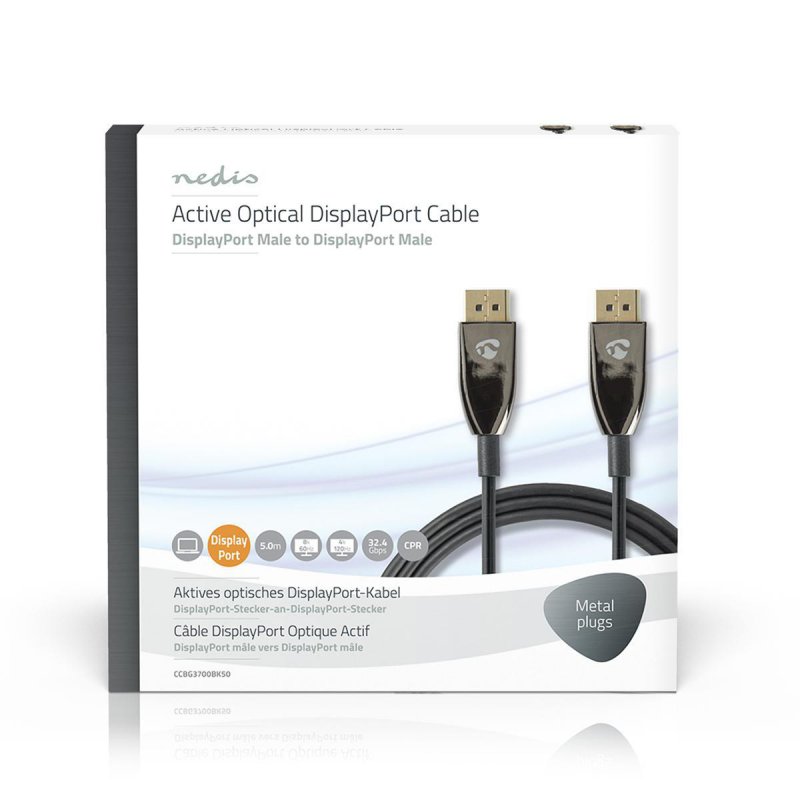 Active Optical DisplayPort kabel | DisplayPort 1.4 | DisplayPort Zástrčka | DisplayPort Zástrčka | 32.4 Gbps | 5.00 m | Kulatý | - obrázek č. 3