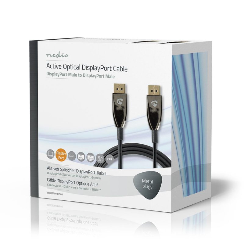 Active Optical DisplayPort kabel | DisplayPort 1.4 | DisplayPort Zástrčka | DisplayPort Zástrčka | 32.4 Gbps | 50.0 m | Kulatý | - obrázek č. 4