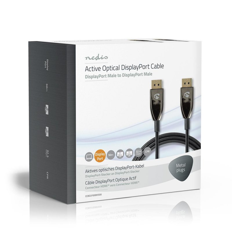 Active Optical DisplayPort kabel | DisplayPort 1.4 | DisplayPort Zástrčka | DisplayPort Zástrčka | 32.4 Gbps | 50.0 m | Kulatý | - obrázek č. 5