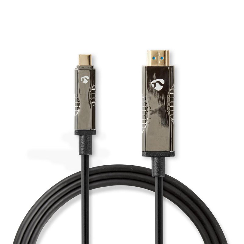 Active Optical USB kabel | USB-C™ Zástrčka | Konektor HDMI ™ | 18 Gbps | 15.0 m | Kulatý | PVC | Černá | Dárkový Box - obrázek produktu