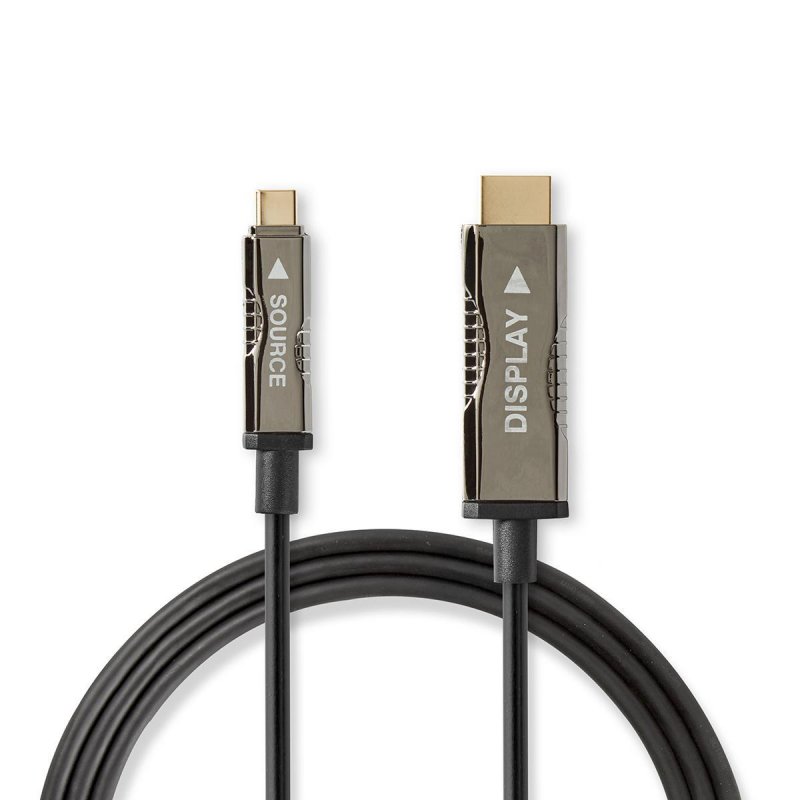 Active Optical USB kabel | USB-C™ Zástrčka | Konektor HDMI ™ | 18 Gbps | 15.0 m | Kulatý | PVC | Černá | Dárkový Box - obrázek č. 2