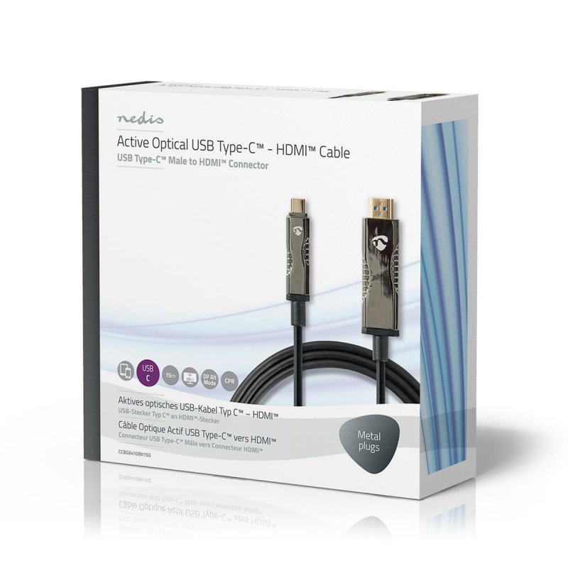 Active Optical USB kabel | USB-C™ Zástrčka | Konektor HDMI ™ | 18 Gbps | 15.0 m | Kulatý | PVC | Černá | Dárkový Box - obrázek č. 4