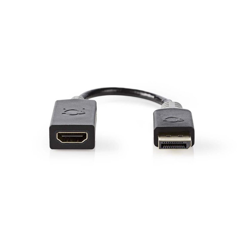 Displayport kabel | DisplayPort Zástrčka | Konektor HDMI ™ | 4K@60Hz | Pozlacené | 0.20 m | Kulatý | PVC | Antracitová | Plastov - obrázek č. 1