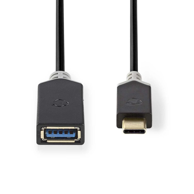 USB Adaptér | USB 3.2 Gen 1 | USB Typ-C ™ Zástrčka | USB-A Zásuvka | 5 Gbps | 0.15 m | Kulatý | Pozlacené | PVC | Antracitová | - obrázek č. 1